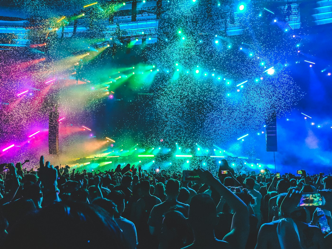Stage and lighting at an event install